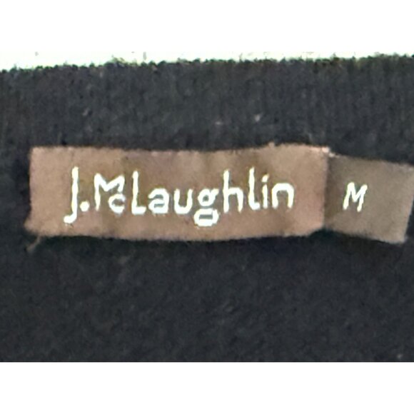 J.McLaughlin Black Cashmere Split Neck Sweater Tunic Preppy Womens M - Picture 4 of 7